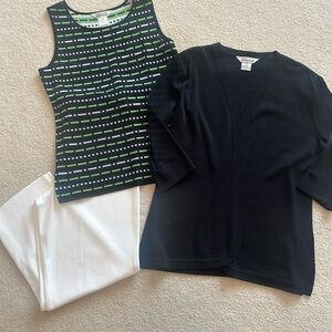 Exclusively Misook 3 Piece Outfit Pants, Tank and Jacket Sz Med EUC